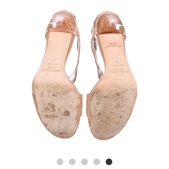 EUC Jimmy Choo neutral snakeskin sandal strappy heel - Picture 4 of 5